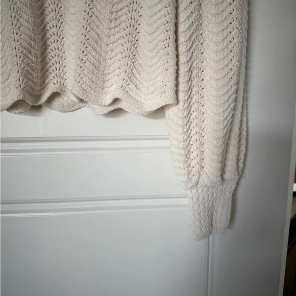 Mango Women’s Cream and White Puff Sleeve Knitted Sweater - Picture 13 of 15